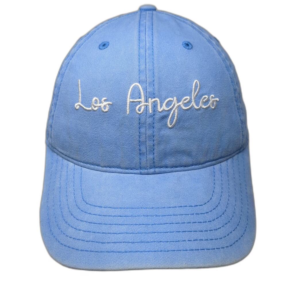 Mighty Fine Baseball Cap Blue One Size Los Angeles Cursive Cotton Slideback Hat